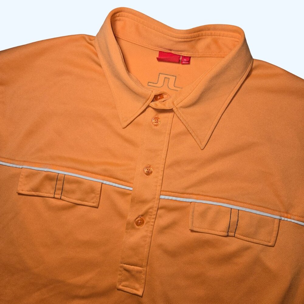 J.Lindeberg Stockholm Mens XL Orange Short Sleeve Golf Polo Shirt Polyester